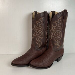 Los Altos Brown Shark Skin Cowboy Boots 10 D Handcrafted Exotic